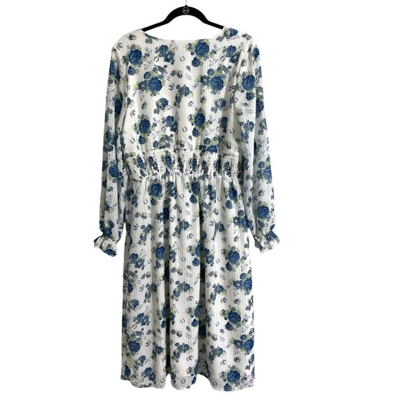 *MODCLOTH Howdy Petal Partner Button-up Floral Midi Dress Blue size XL - Picture 2 of 13
